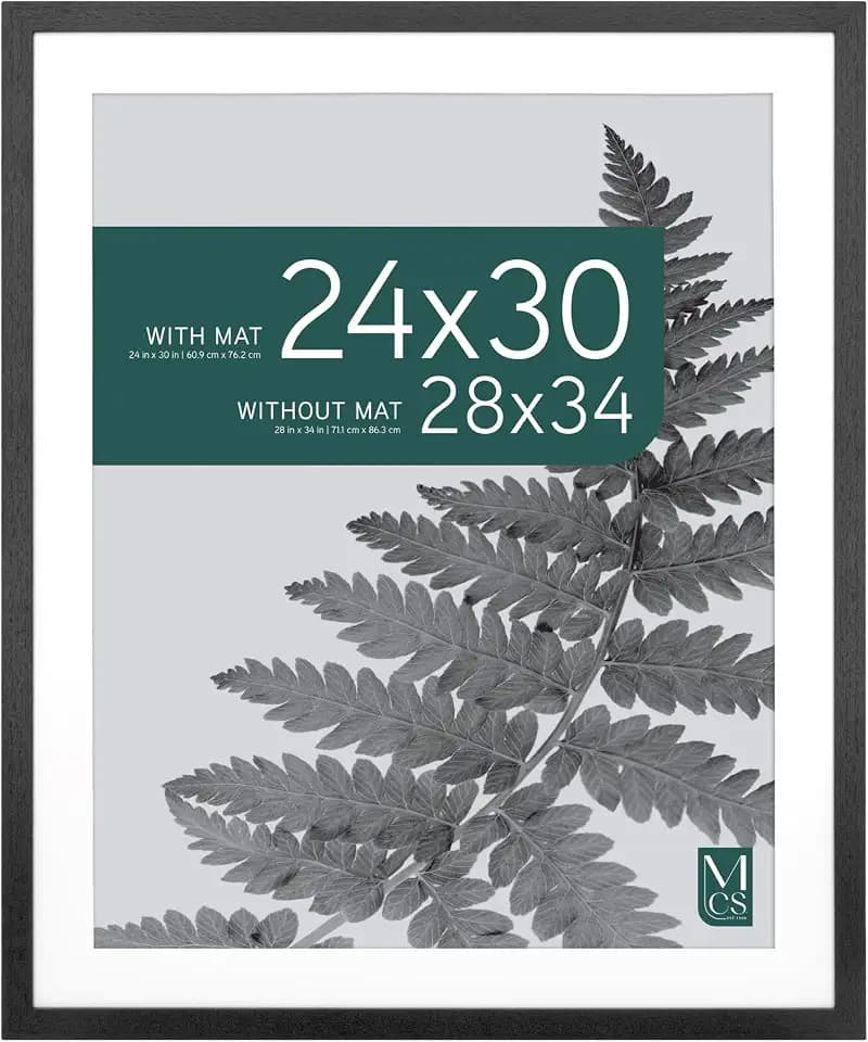 MCS Studio Gallery Poster Frame, 28x34 Matted to 24x30, Black Woodgrain