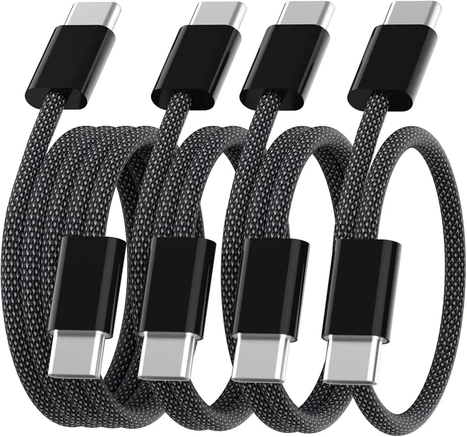 USB C auf USB C Kabel 60W：[2M+1M+1M+0.5M] 4Stück Ladekabel USBC USBC Schnellladekabel Nylon Datenkabel USB Typ C Ladekabel Kompatibel mit iPhone 17 16 15 Galaxy S26 S25 S24 S23 iPad MacBook