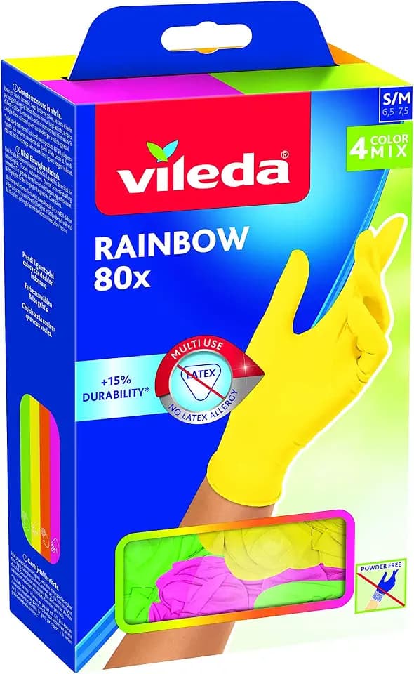 Vileda Rainbow Mehrzweckhandschuhe, Nitril, mehrfarbig, 80 Stück, M/L