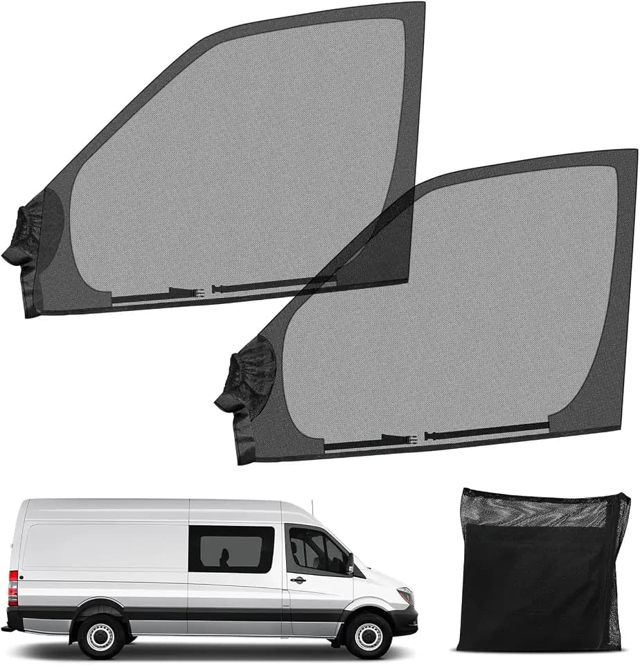 Magnetic Van Window Screens, 42 x 29 inches Front Door Bug Screens (Pair), Universal Size for Promaster, Sprinter and Other Vans & Cars, Keeps Bugs Out Magnetic Bug Mesh, Easy to Install