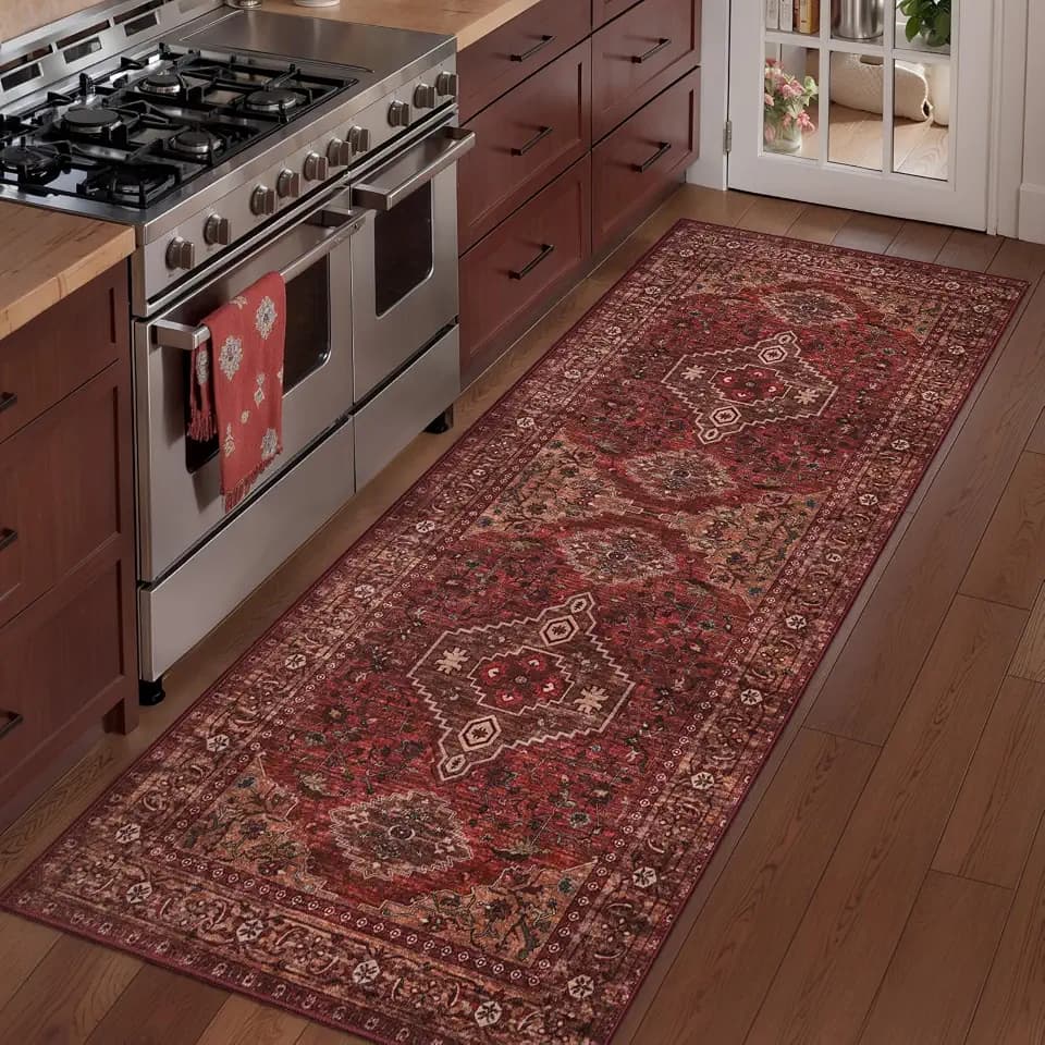 Tangsoo Boho 2x6 Washable Runner Rug for Hallways, Non Slip Runner Rug