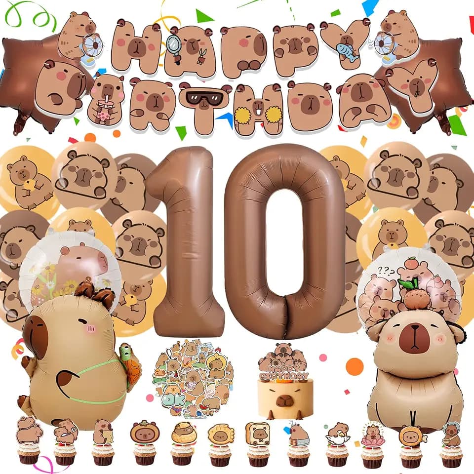 Capybara Geburtstag Deko 10 Jahre Junge Mädchen,Capibara Party Ballons