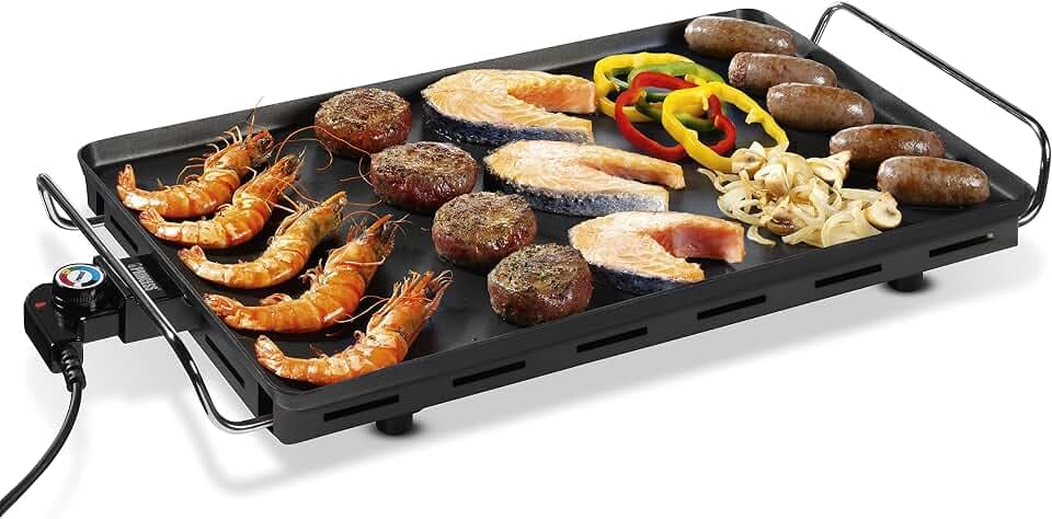 Princess Table Chef XXL – 4 mm dicke Teppanyaki-Grillplatte, 60 x 36 cm, 4-6 Personen 2500 Watt, 102325, Schwarz, 01.102325.01.005