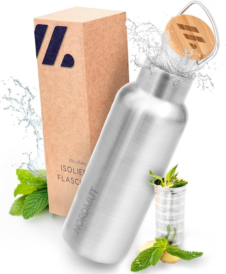 NORDMUT® Thermosflasche 750ml mit Teesieb - Zuverlässige Isolierleistung - Edelstahl Trinkflasche auslaufsicher - Premium 18/08 Edelstahl BPA-frei