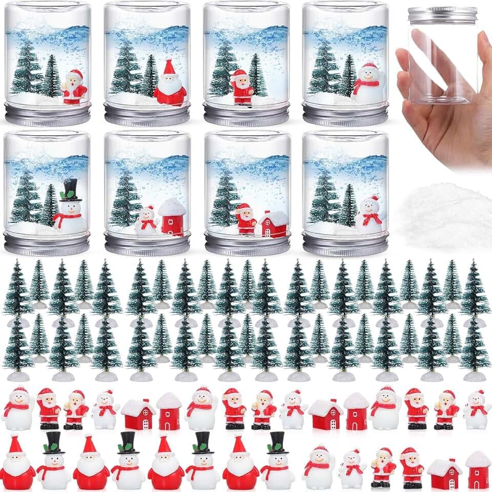 Cinnvoice 24 Set DIY Christmas Plastic Snow Globe Snowman Craft Kit