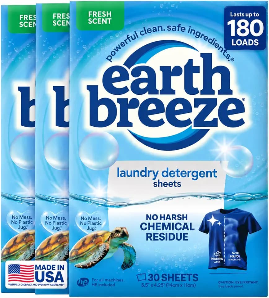 Earth Breeze Laundry Detergent Sheets Fresh Scent 180 Loads
