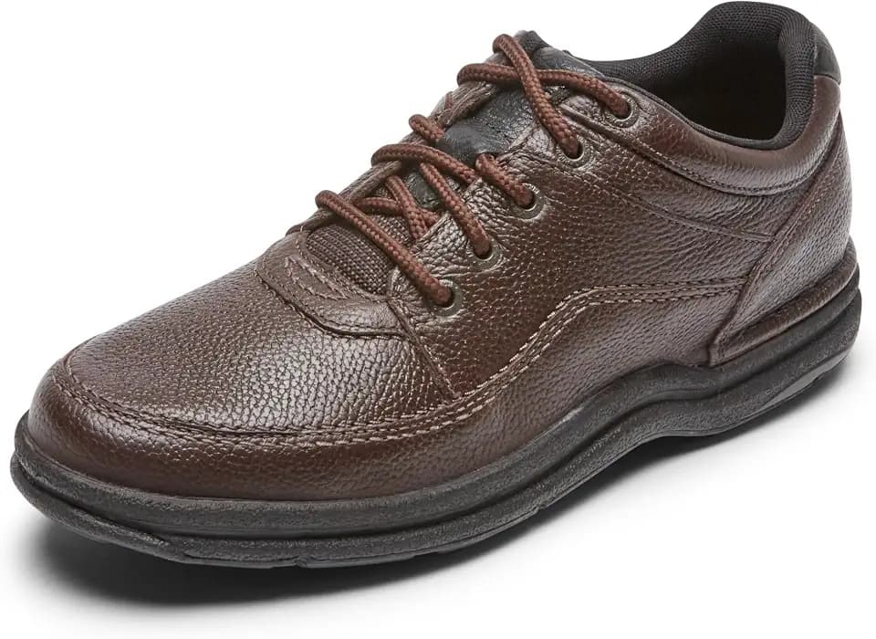 Rockport Men's World Tour Classic Walking Shoe, Brown Tumbled Leather, 14 Wide