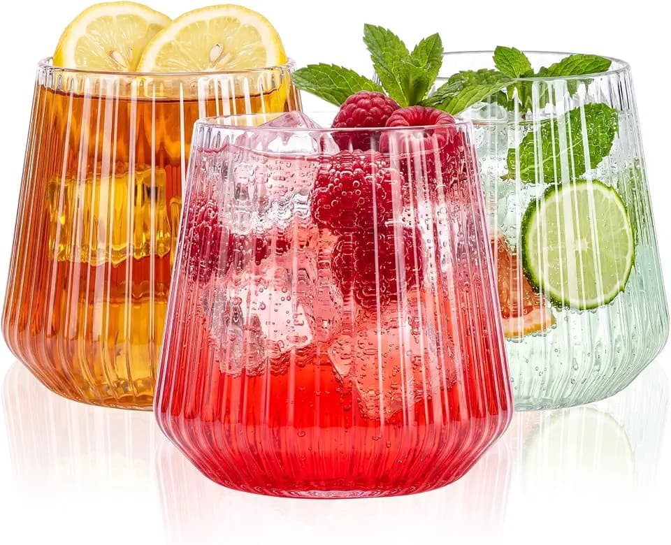 YOUBET 40Pack Plastic Ribbed Wine Glasses for Wedding Parties Bar