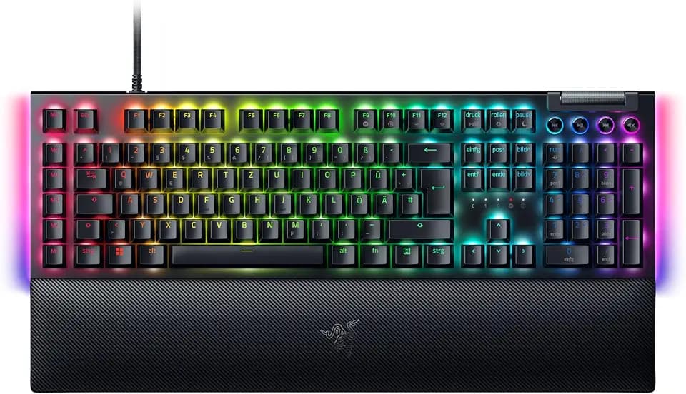 Razer BlackWidow V4 - Mechanische Gaming-Tastatur Chroma RGB (Mechanische Green Switches, 6 eigene Makro-Tasten, Doubleshot-ABS-Tastenkappen) QWERTZ DE-Layout | Schwarz