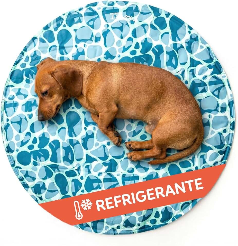 AQPET Kühlmatte für Hunde, rund, ungiftiges Gel, selbstkühlendes System, Sea-Design, Durchmesser 60 cm