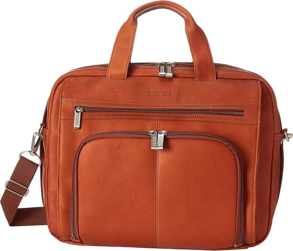 Kenneth Cole REACTION ‘Out of the Bag' Manhattan Colombian Leather 15.6" Laptop Briefcase Travel Business Case Bag
