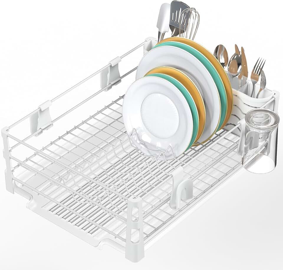 Simple Houseware Dish Drying Rack, White