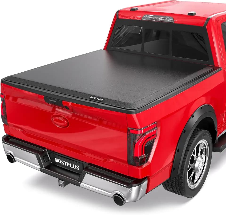 MOSTPLUS 8FT Roll-Up Soft Vinyl Truck Bed Tonneau Cover Compatible with 2015-2025 2026 Ford F150 F-150 Long Bed On Top (96Inch)