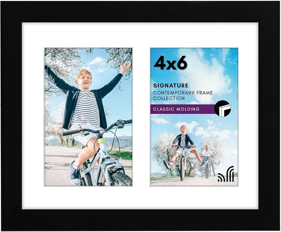Americanflat 4x6 Double Picture Frame - Engineered Wood - Black