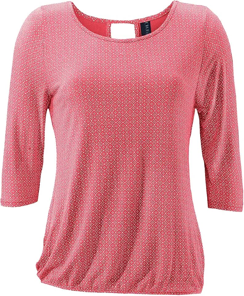 TrendiMax Damen T-Shirt Kurzarm Blusen Shirt mit Allover-Minimal Print Lose Stretch Casual Oberteil Basic Tops