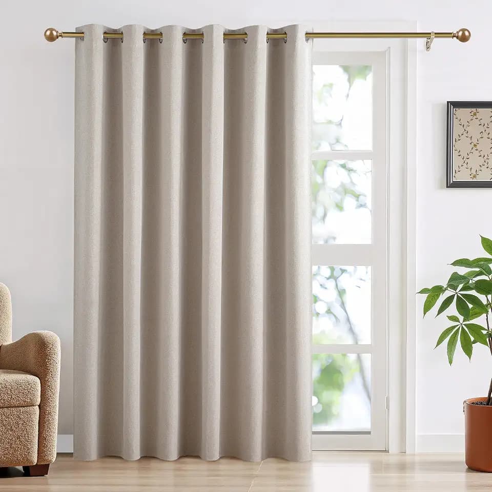 RYB HOME Linen Color 100% Blackout Sliding Door Curtain Single Panel