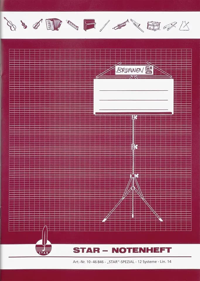 Brunnen 1046846 Notenheft (A4, 8 Blatt, mit Hilfslinien)