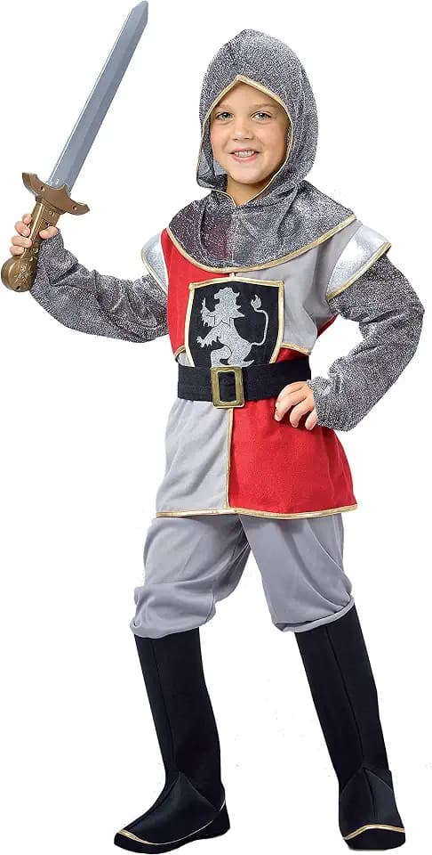Mittelalterlicher Ritter Medieval Knight Lionheart Kostüm Verkleidung Junge (Größe 6-8 Jahre)