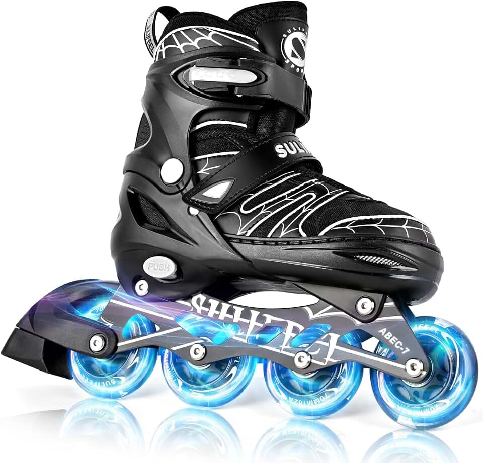 SULIFEEL Rainbow Unicorn Adjustable Kids Inline Skates for Girls Boys
