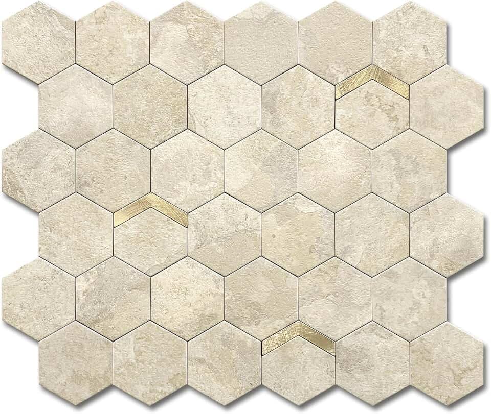 VAOVI Selbstklebende Klebefliesen Mosaik 10 Stücke,Rustik Beige
