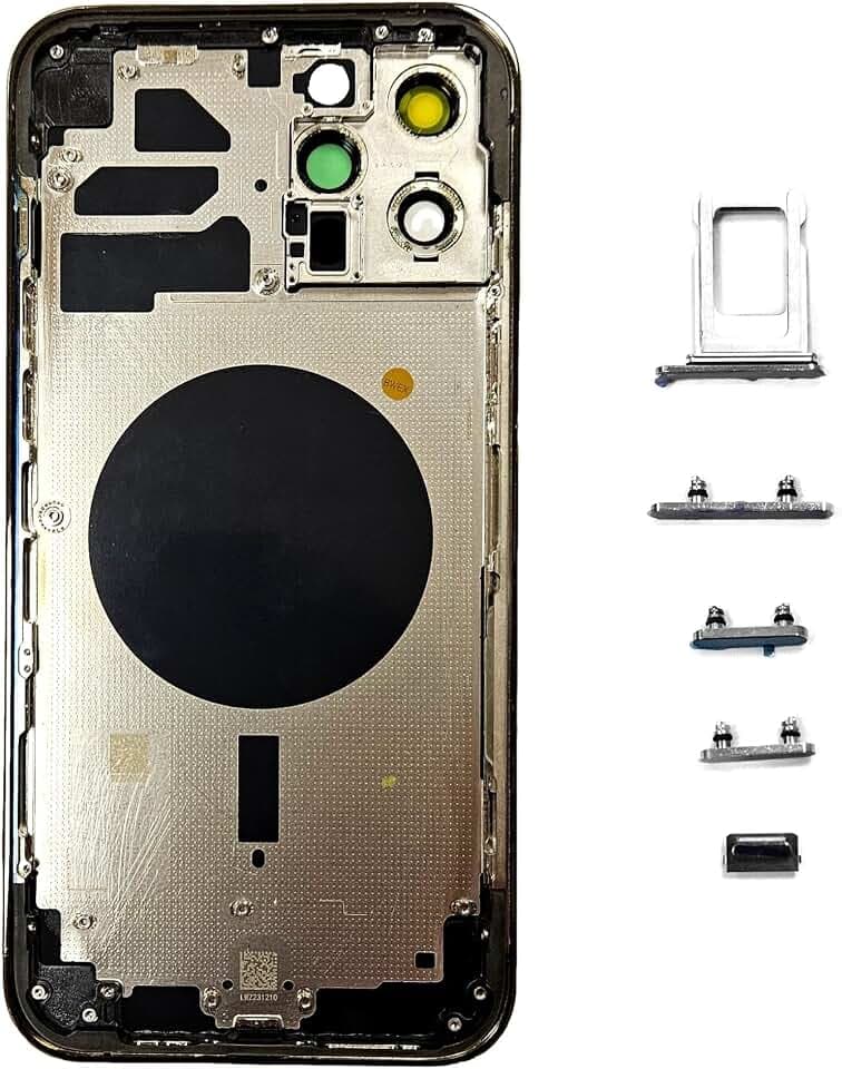 Smartex® Rückseite Gehäuse aus Glas, Hinterer Rahmen kompatibel mit iPhone 12 Pro Max | KEIN Logo, Keine VORINSTALLIERTEN Komponenten (Schwarz)