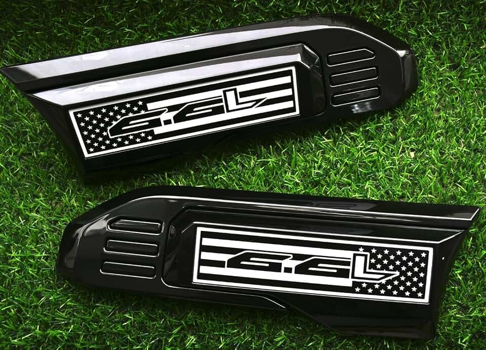 Pair Set New Custom 6.6L USA Flag Vent Emblems Driver Passenger Side Logo Compatible with 2020-2027 Sierra 2500HD 3500HD 6.6L Badge Kit 84586287 86790678 (Flag 6.6L-Glossy Black)