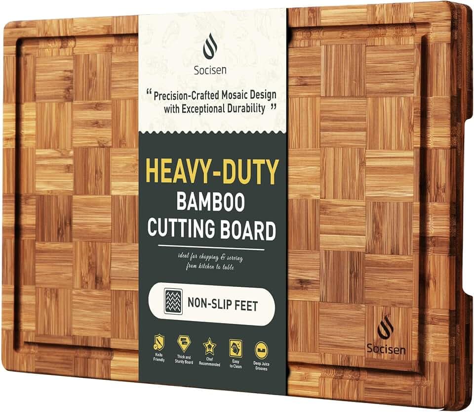 Bamboo Cutting Board 17'' Wood Cutting Boards for Kitchen Wooden Non Toxic