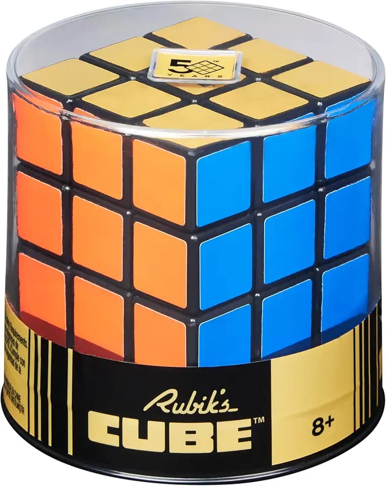 Rubik’s 3x3 Retro Zauberwürfel - der 3x3 Cube im Look and Feel des Originals von vor 50 Jahren, Jubiläumsausgabe mit Goldener Seite, für Logik-Akrobaten ab 8 Jahren