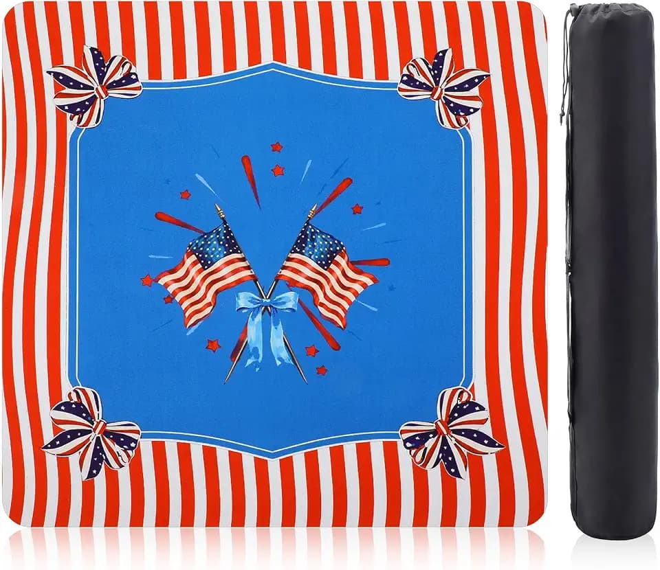 American Flag Mahjong Mat with Rules 31.5" x 31.5"
