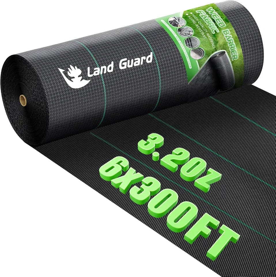 Land Guard 6ft x 300ft Weed Barrier Fabric Heavy Dusty, Ground Cover, Weed Mat, Woven Landscape Fabric for Garden, Lawn and Outdoor Project