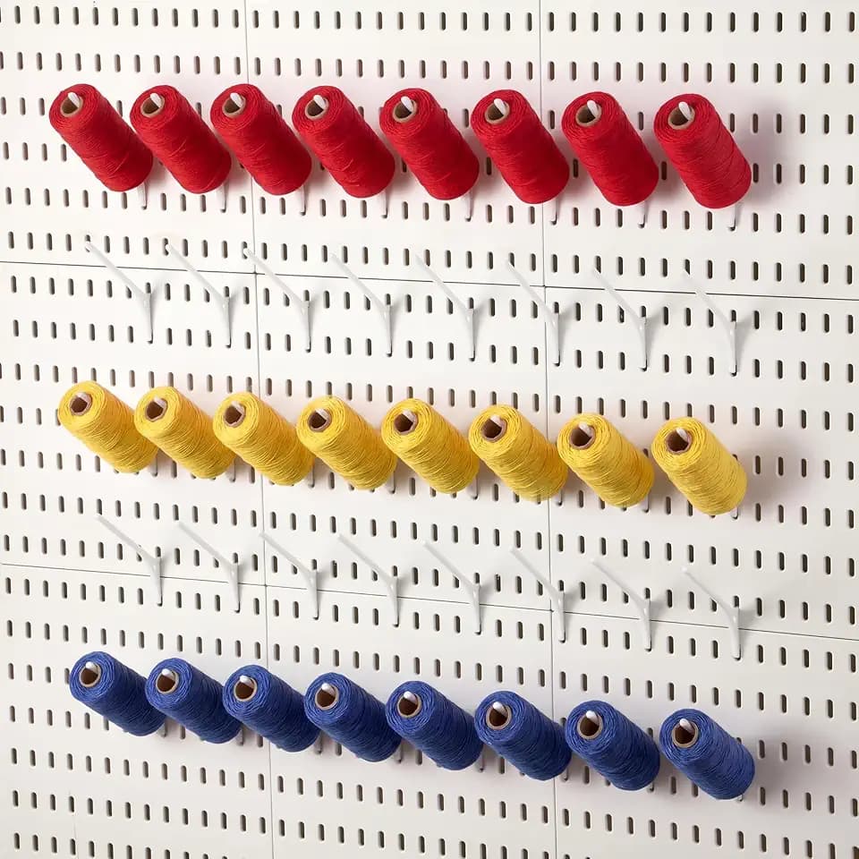 Geelin 40 Pcs White Pegboard 45° Spool Hooks Pegboard Accessories