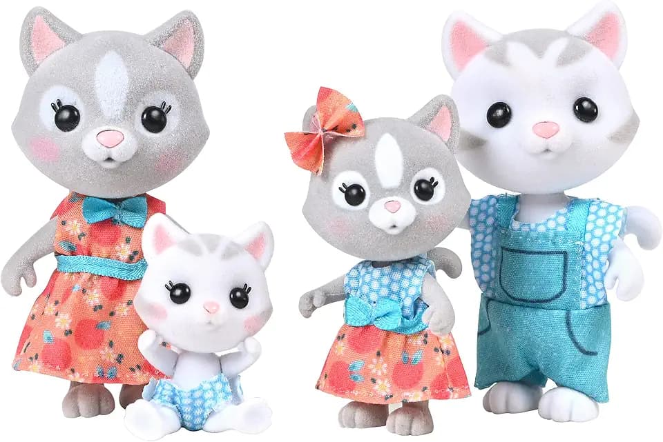 Honey Bee Acres The Purringtons Cat Family - 4 Mini Doll Figures - Ages 3+