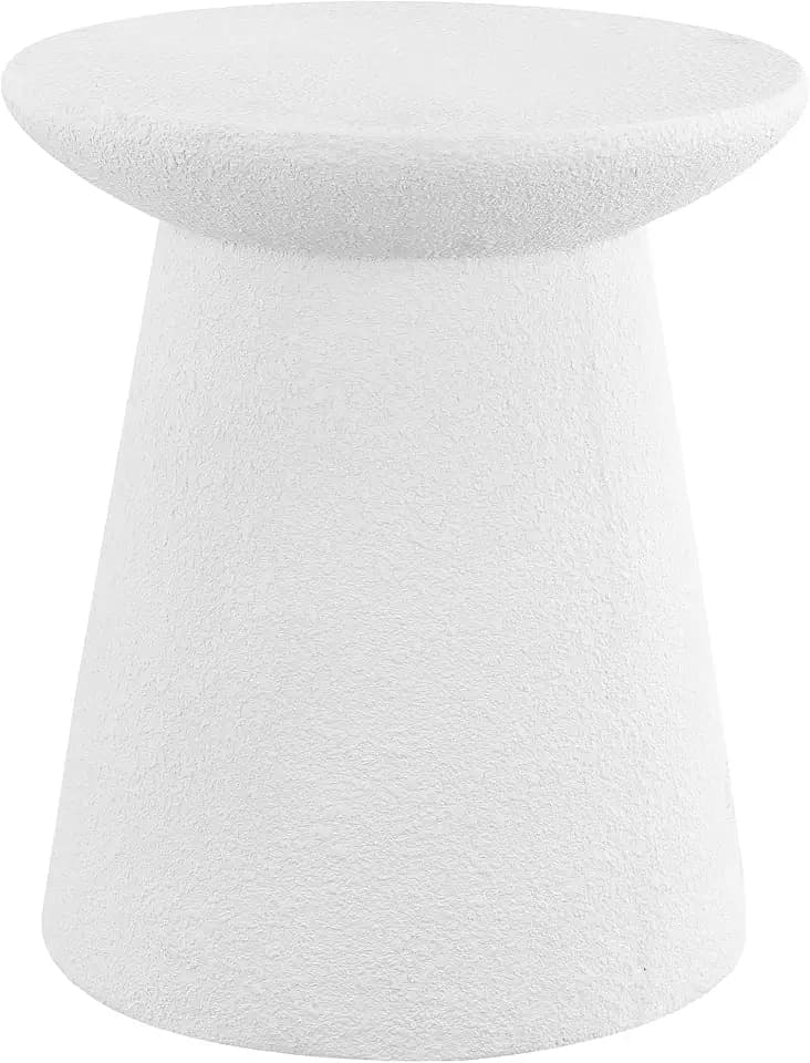 JONATHAN Y Hollie Round Outdoor Side Table Polyresin 18", White Frosted