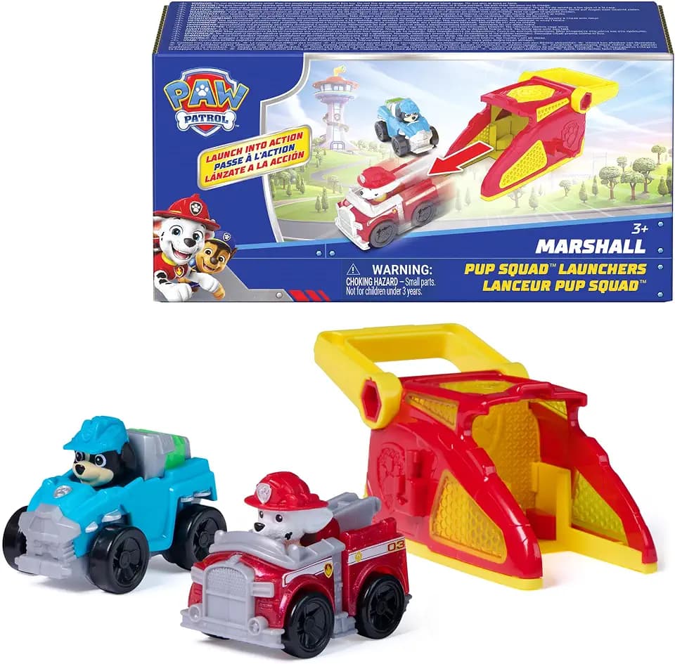 PAW Patrol Marshall Pup Squad Launchers with Rex Vehicle 2-Pack