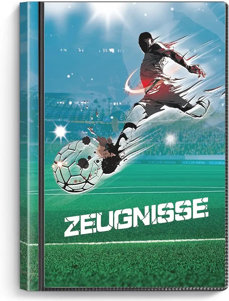 SKYDUE Zeugnismappe Mit 30 Hüllen – Zeugnissmappe A4, Zeugnis Mappe Mit Klarsichthüllen,Dokumentenmappe Für Urkunden, Zeugnisse & Zertifikate(Football)