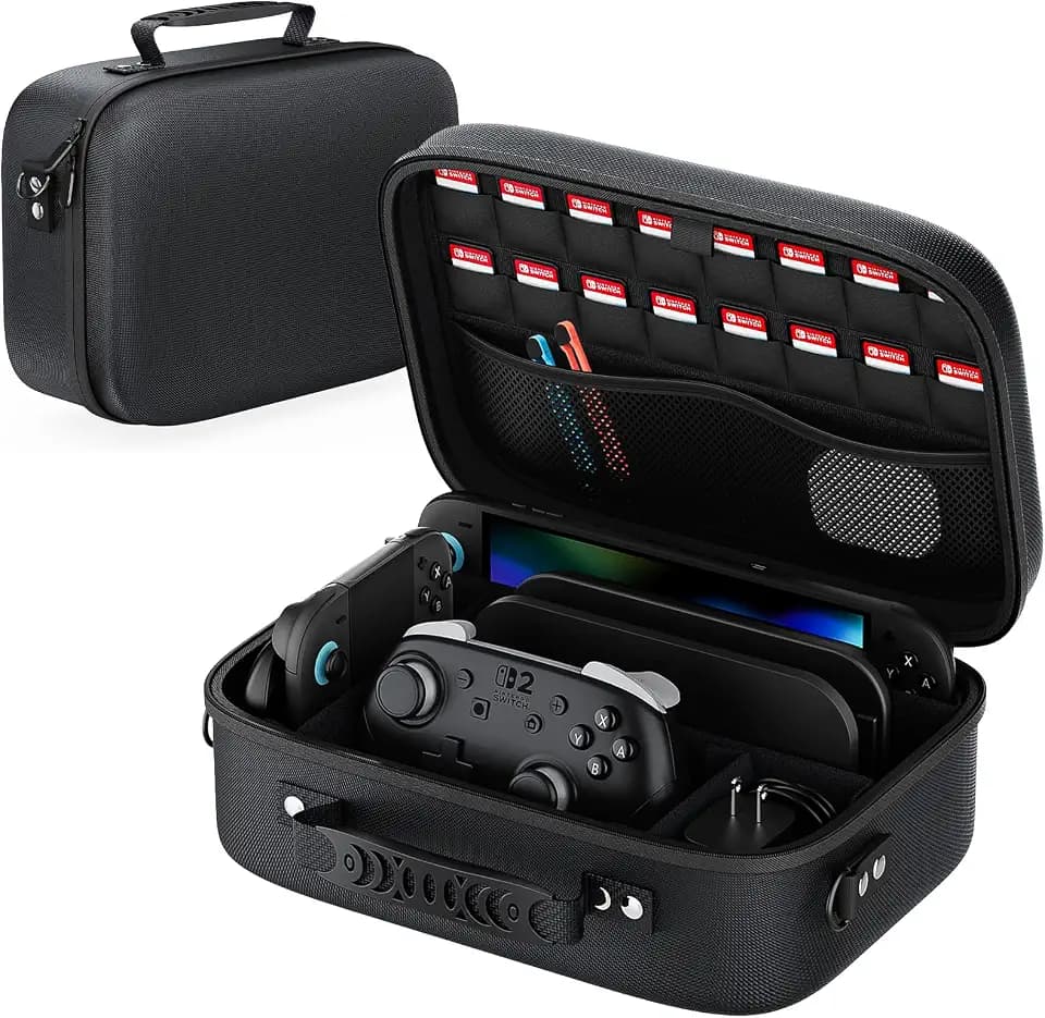 Switch 2 Case for Nintendo Switch 2, Portable Travel Storage Hard Shell Full Protection Custom Velcro Partition Soft Lining All In One Carrying Case for Switch 2 Console Pro Controller Accessories