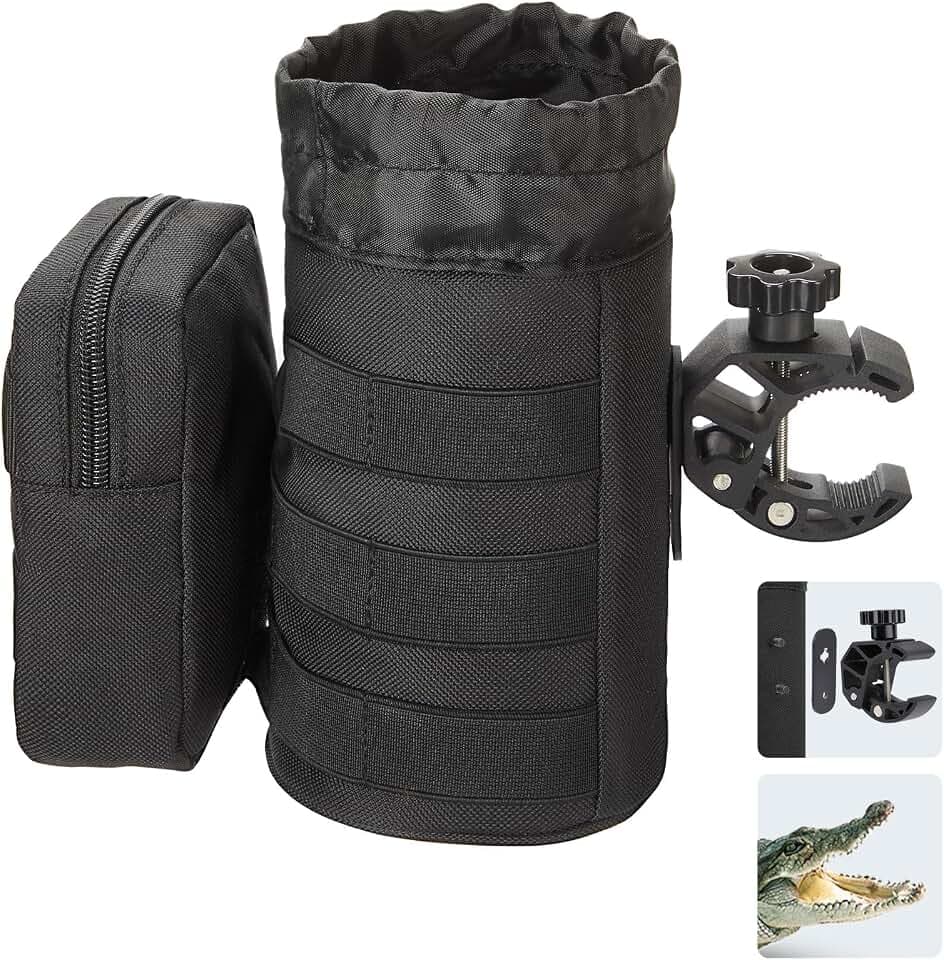 KEMIMOTO Motorcycle & ATV Cup Holder-32oz Drink Holder with Alligator Clamp, UTV, Scooter, Boat, Kayak, Bike, Walker, Black