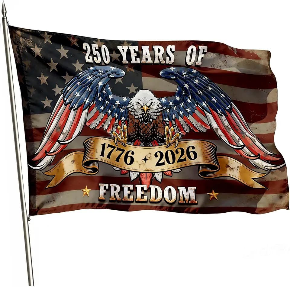 250 Anniversary USA Flag, 3x5ft Double Sided Waterproof Patriotic Eagle Flag 1776–2026, USA Outdoor Yard Decor