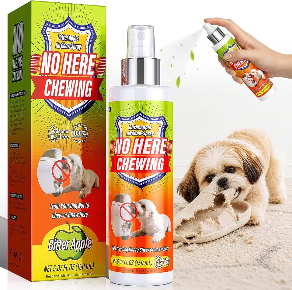 Bitter Apple Spray for Dogs, Dog No Chew Spray to Stop Chewing & Gnawing, Natural Anti‑Chew Training Aid for Puppies, Safe for Furniture or Shoes, Indoor and Outdoor Behavior Corrector
