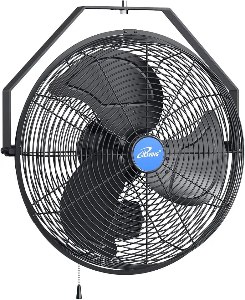 iLiving Wall Mounted Variable 14 Inches Speed Indoor/Outdoor Weatherproof Fan, Industrial grade for Patio, Greenhouse, Garage, Workshop, and Loading Dock, 2473 CFM, Black