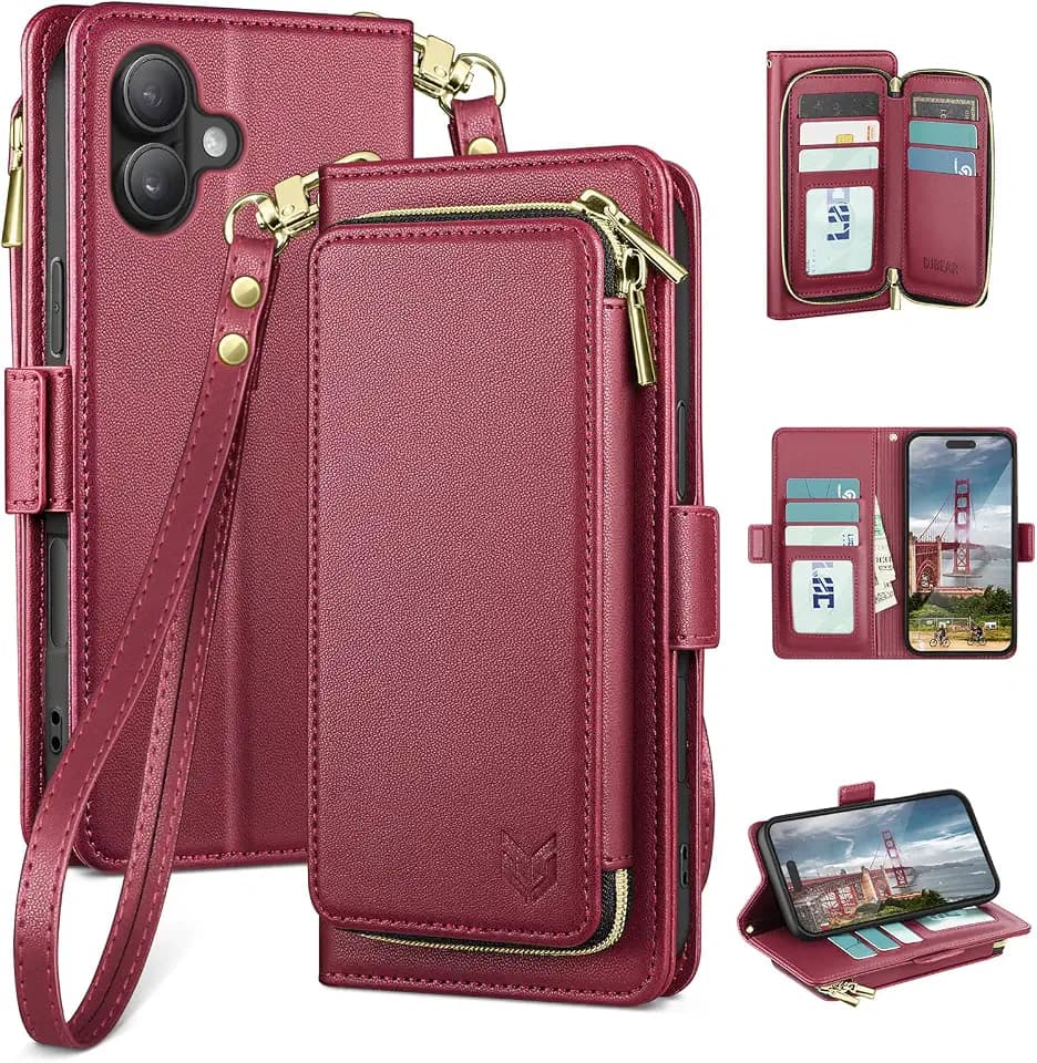 DJBEAR iPhone 17 6.3" Wallet Case Fuchsia