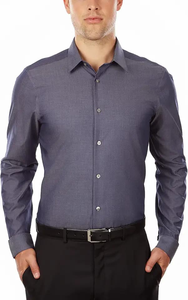 Calvin Klein Men's Slim Fit Non-Iron Herringbone Dress Shirt