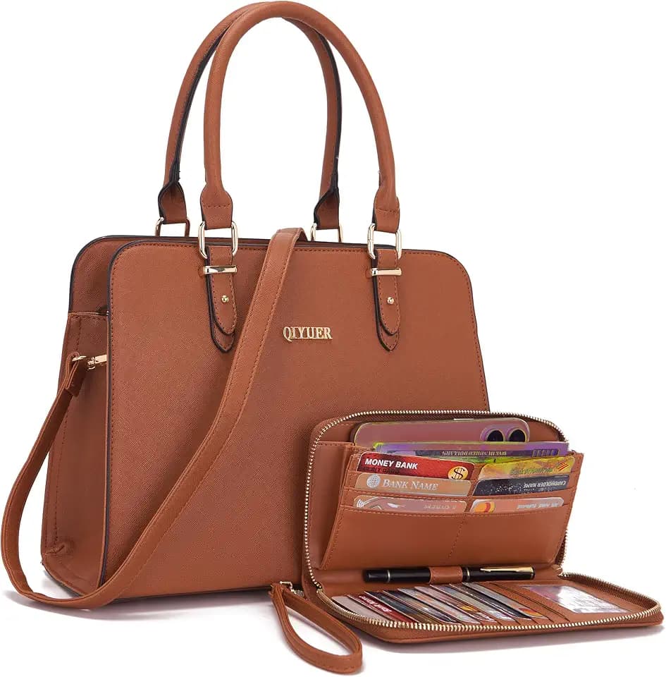 Qiyuer Satchel Purses For Women Handbag And Wallet Set Tote Bag