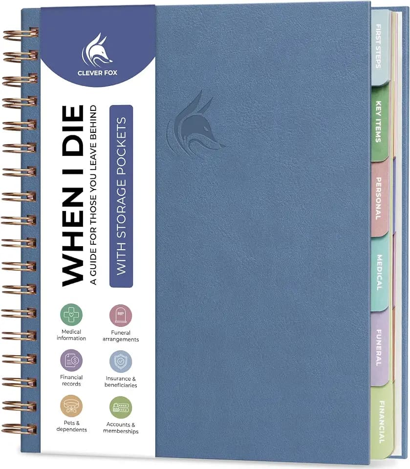 Clever Fox When I Die Organizer Binder Planner, Folders, 8.5x9.5 Smoke Blue