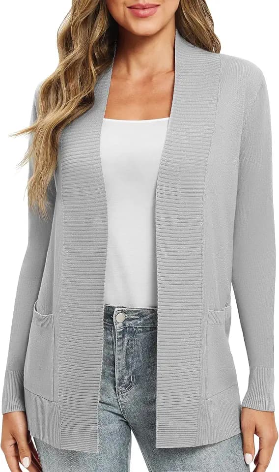 EXCHIC Women's Lightweight Open Front Cardigan Sweater with Pockets