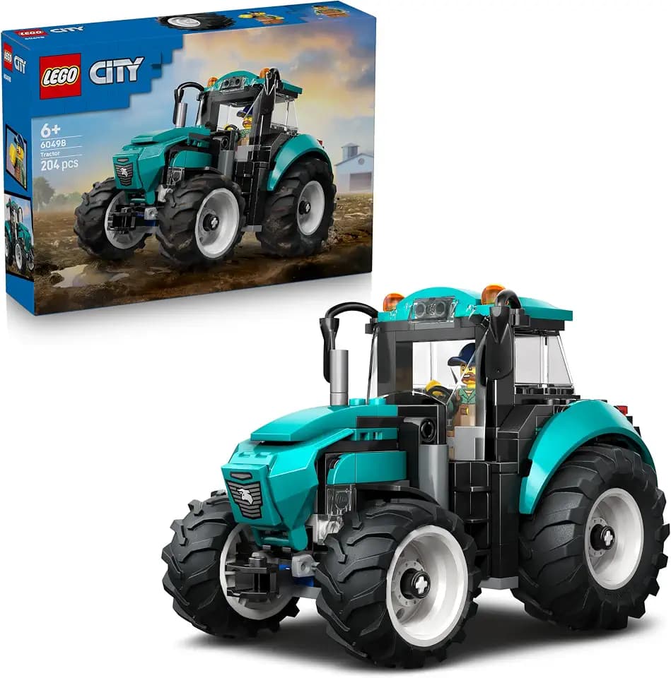 LEGO City Traktor - Spielzeug Bauernhof Fahrzeug Modellbau mit Bauern Minifigur - Geburtstagsgeschenk für Jungen ab 6 Jahren und Technikfans - 60498