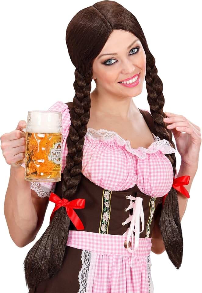 W WIDMANN MILANO Party Fashion - Perücke Gretel mit geflochtenen Zöpfen, Langhaarperücke, Kunsthaar, Volksfest, Bierfest