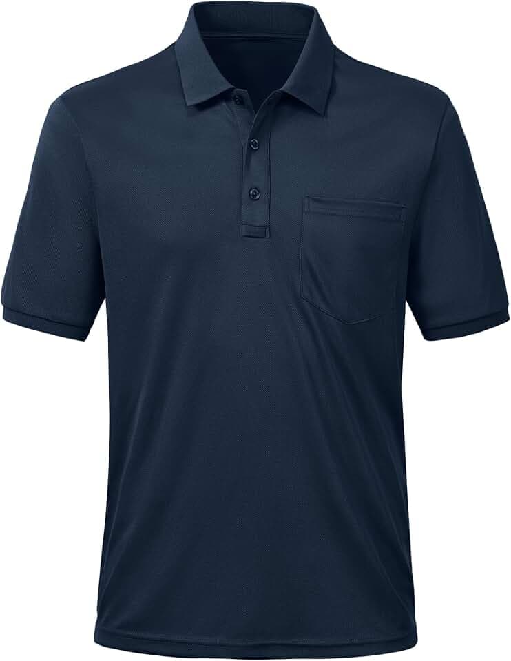 Tyhengta Poloshirts Männer Schnell Trocknende Sport Polohemd Kurzarm Golf T-Shirt Outdoor Wander Shirt Polo T-Shirt Marineblau,3XL