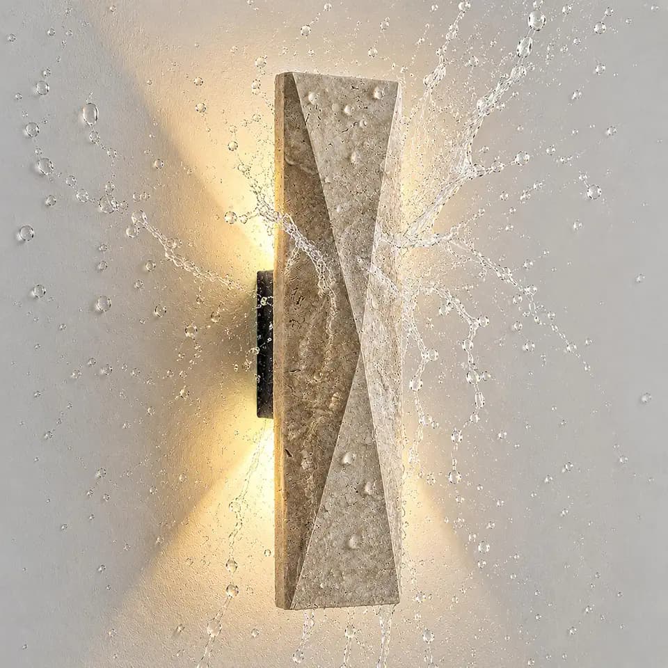 Travertine Wall Sconce Diamond 12.6 in IP65 Outdoor Hardwired Up Down LED