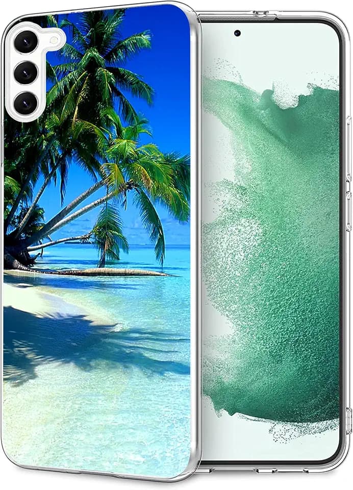 Compatible with Samsung S20 FE Case - Tropical Beach Palm Hawaii Summer Vacation Design Shockproof Soft TPU Cover Case for Women Girls Boys Men